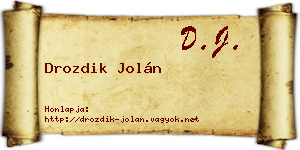 Drozdik Jolán névjegykártya