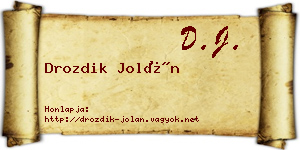 Drozdik Jolán névjegykártya